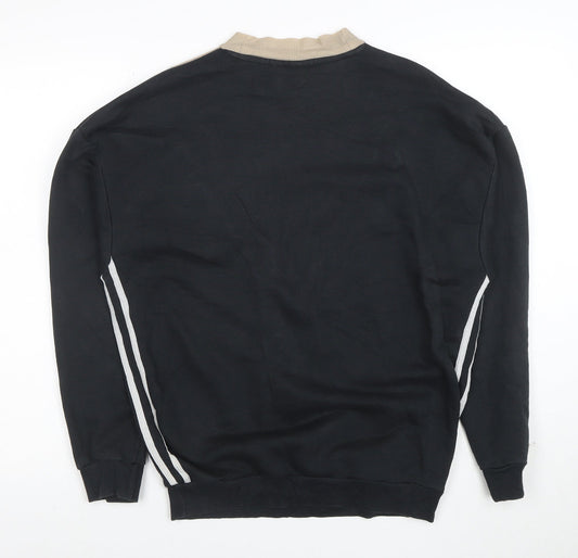 Adidas Women Beige Black Logo Pullover Sweatshirt Size 10
