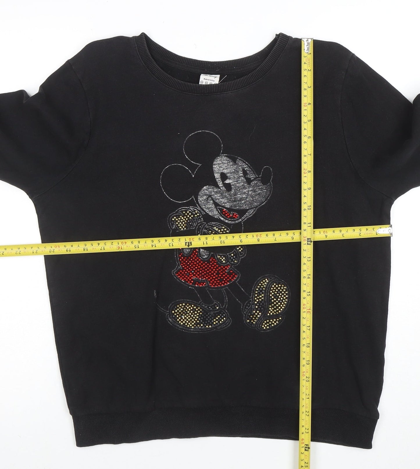 Disney Women Black Mickey Mouse Sequin Sweatshirt Size 14