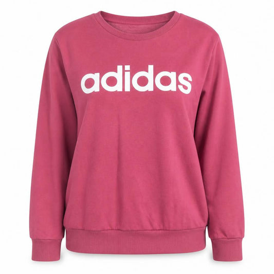 Adidas Womens Pink Cotton Blend Pullover Sweatshirt Size L 16-18
