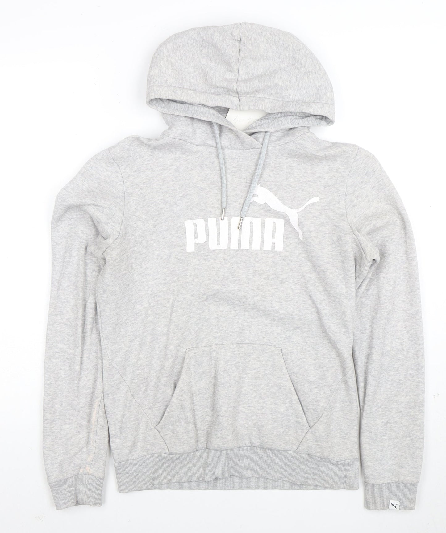 Puma Women’s Grey Pullover Hoodie Small Logo Fleece Lined Casual