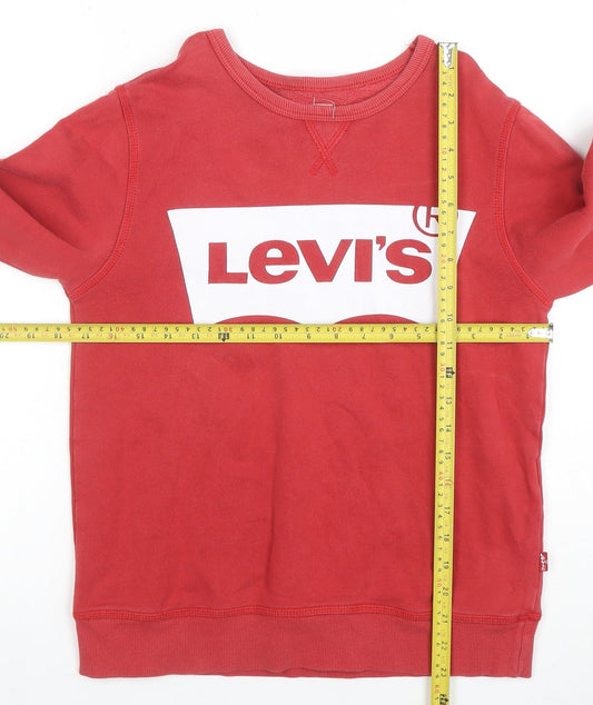 Levi's Womens Red Logo Crew Neck Sweatshirt Size 14 Cotton Casual