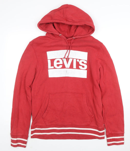 Levi's Men's Red Pullover Hoodie M Logo Graphic Hooded Sweatshirt