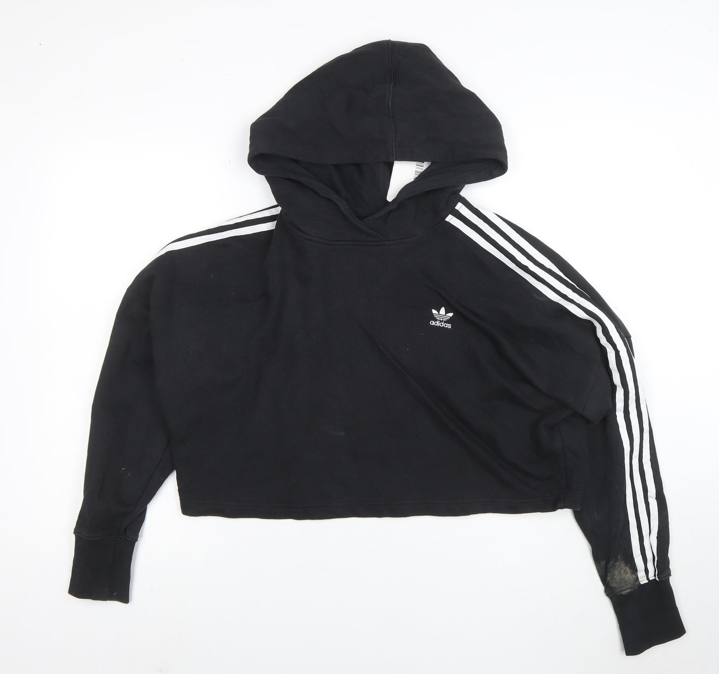 Adidas Women's Black Cropped Hoodie XS Cotton Casual Pullover