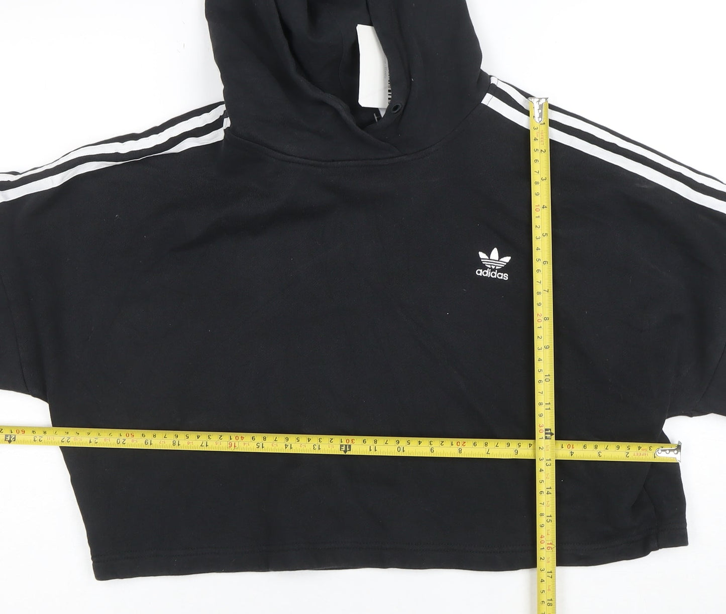 Adidas Women's Black Cropped Hoodie XS Cotton Casual Pullover