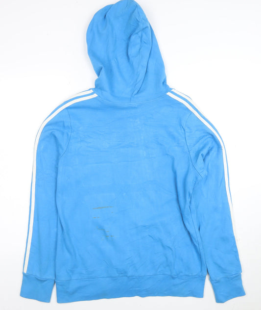 Adidas Women Blue Full Zip Hoodie Jacket Size 14 Cotton Blend