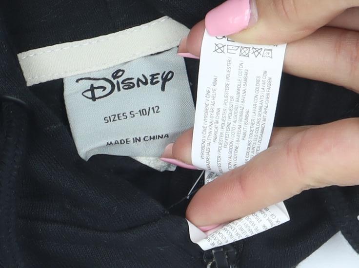Brand and care label for Disney girls’ black minnie mouse full zip hoodie 10-11 years