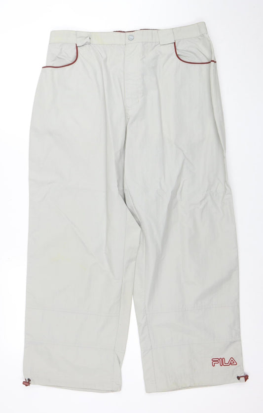 Fila Men Grey XL Lightweight Nylon Casual Trousers
