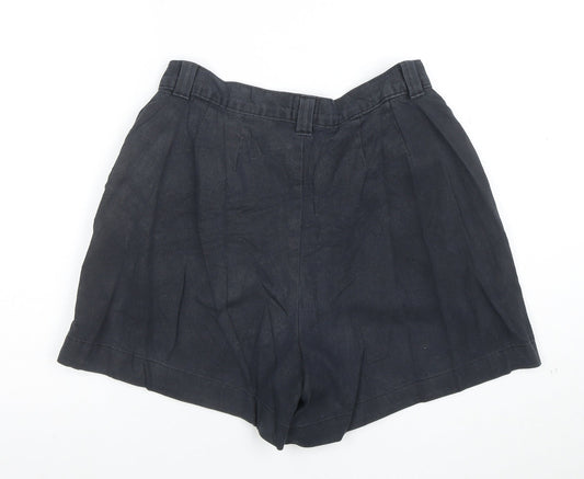 Lee Womens Black Cotton Chino Shorts Size 14 Pleated High Rise Casual