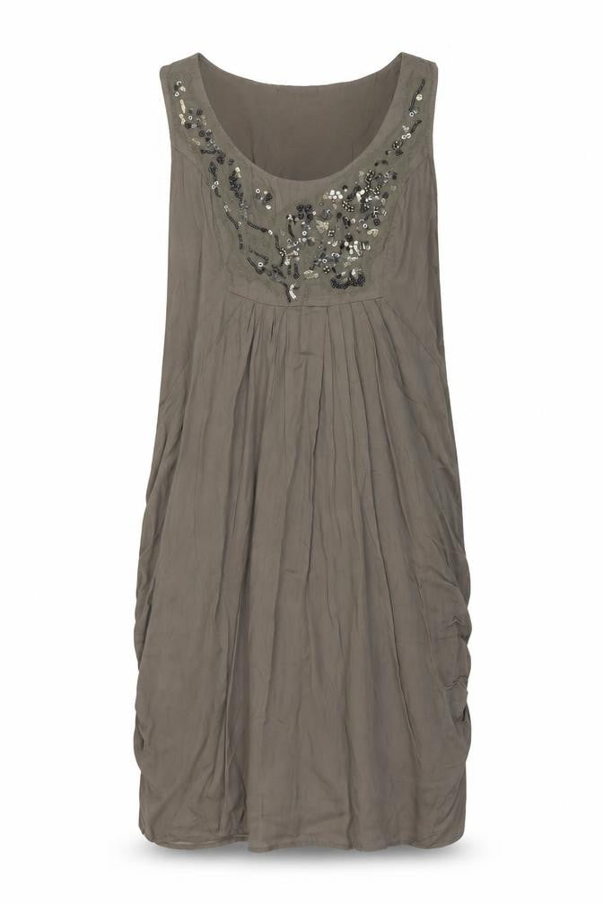 Marks and Spencer Per Una Brown Beaded Shift Dress Size 10