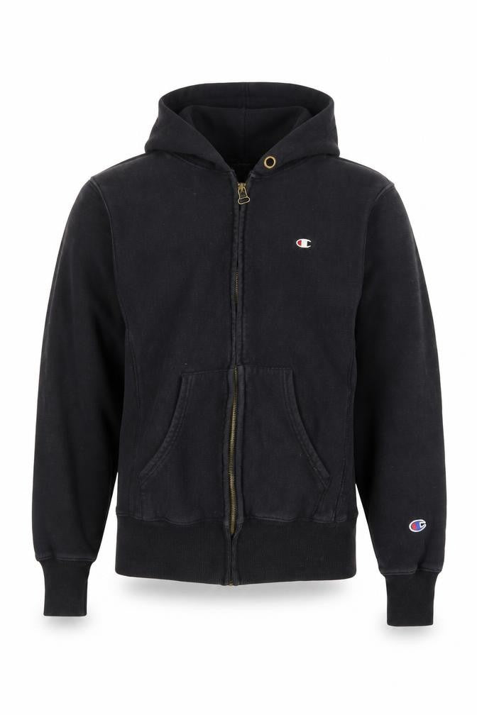 Champion Mens Black Small Full Zip Hoodie Reverse Weave Vintage