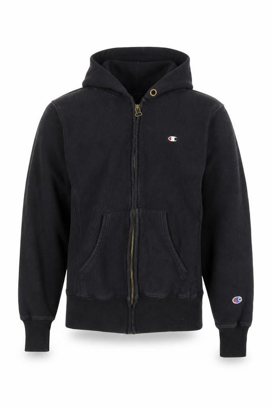 Champion Mens Black Small Full Zip Hoodie Reverse Weave Vintage