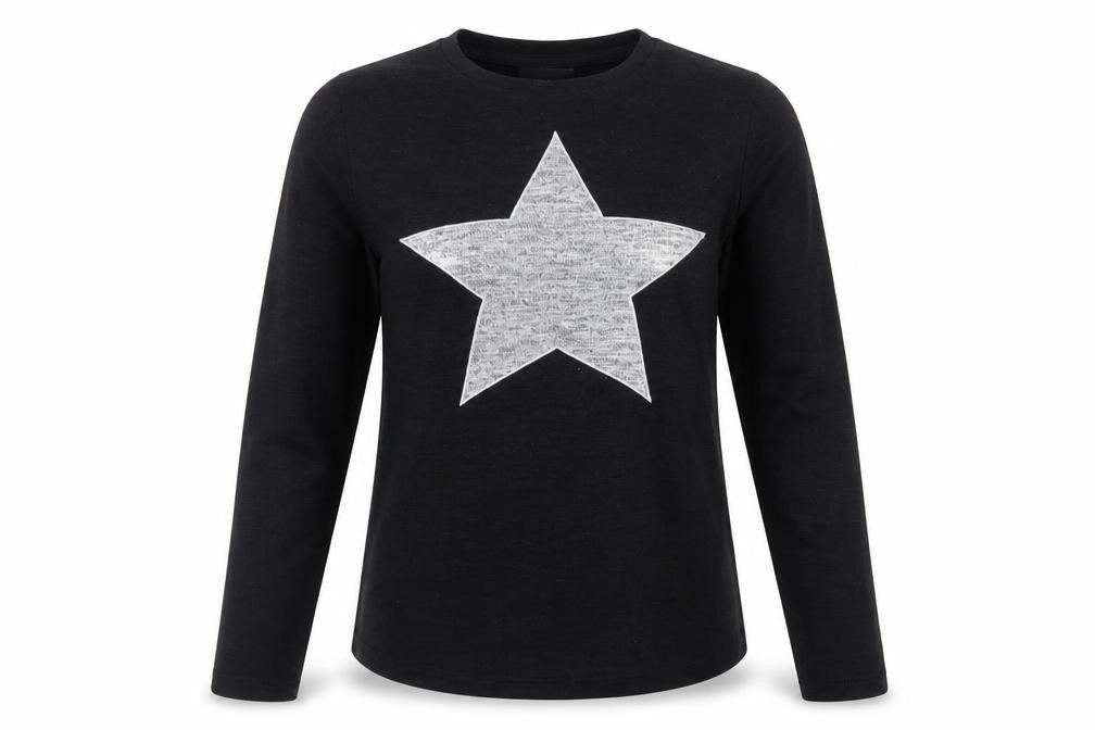 Nocozo Womens Black Long Sleeve Star Print T-Shirt Size 12