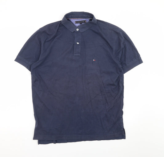 Tommy Hilfiger Men's Navy Blue Regular Fit Polo Shirt Size L