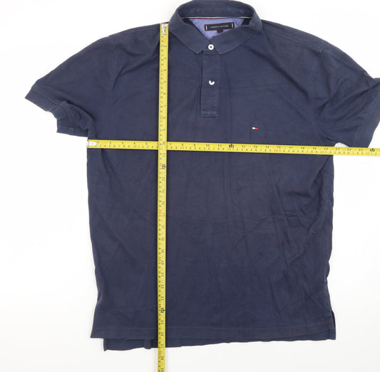 Tommy Hilfiger Men's Navy Blue Regular Fit Polo Shirt Size L