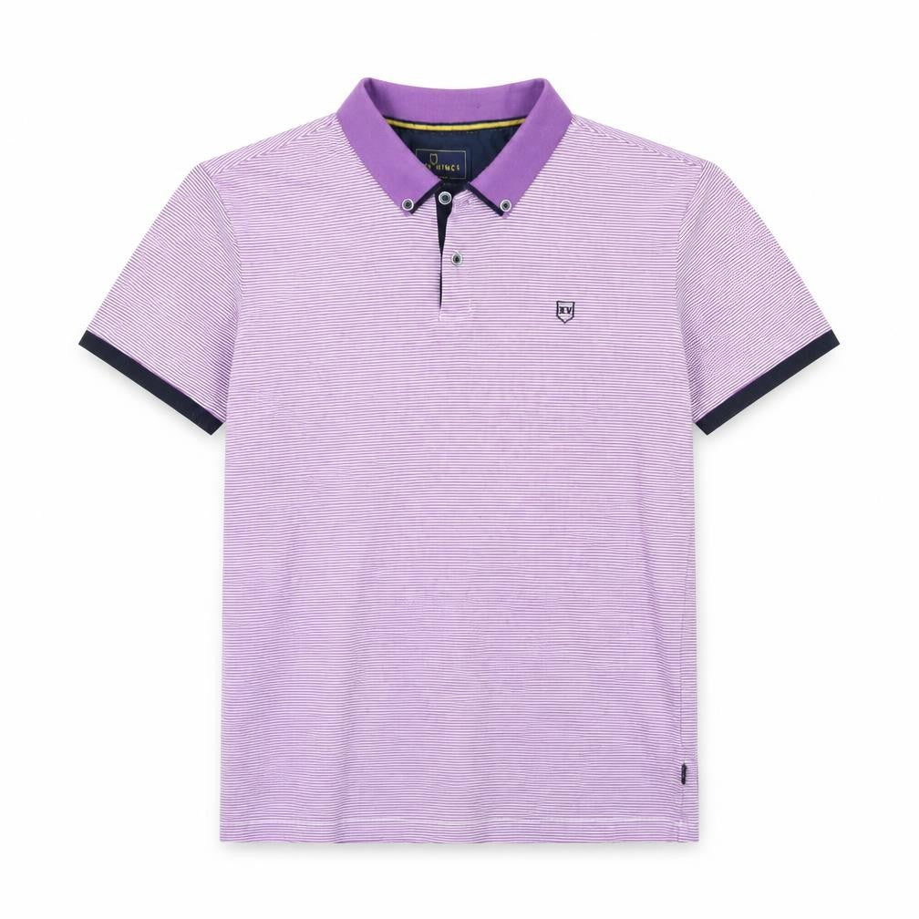 XV Kings Men's Purple Striped Short Sleeve Polo Shirt Size L