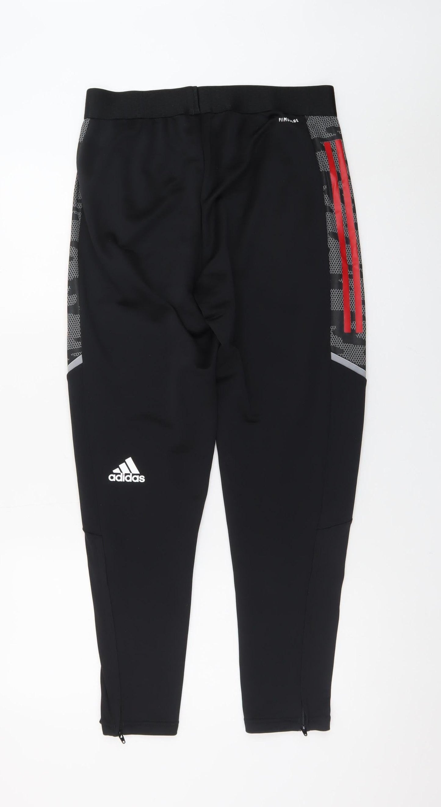 Adidas Men Black Jogger Sweatpants Medium Tapered Red Stripe Sportswear
