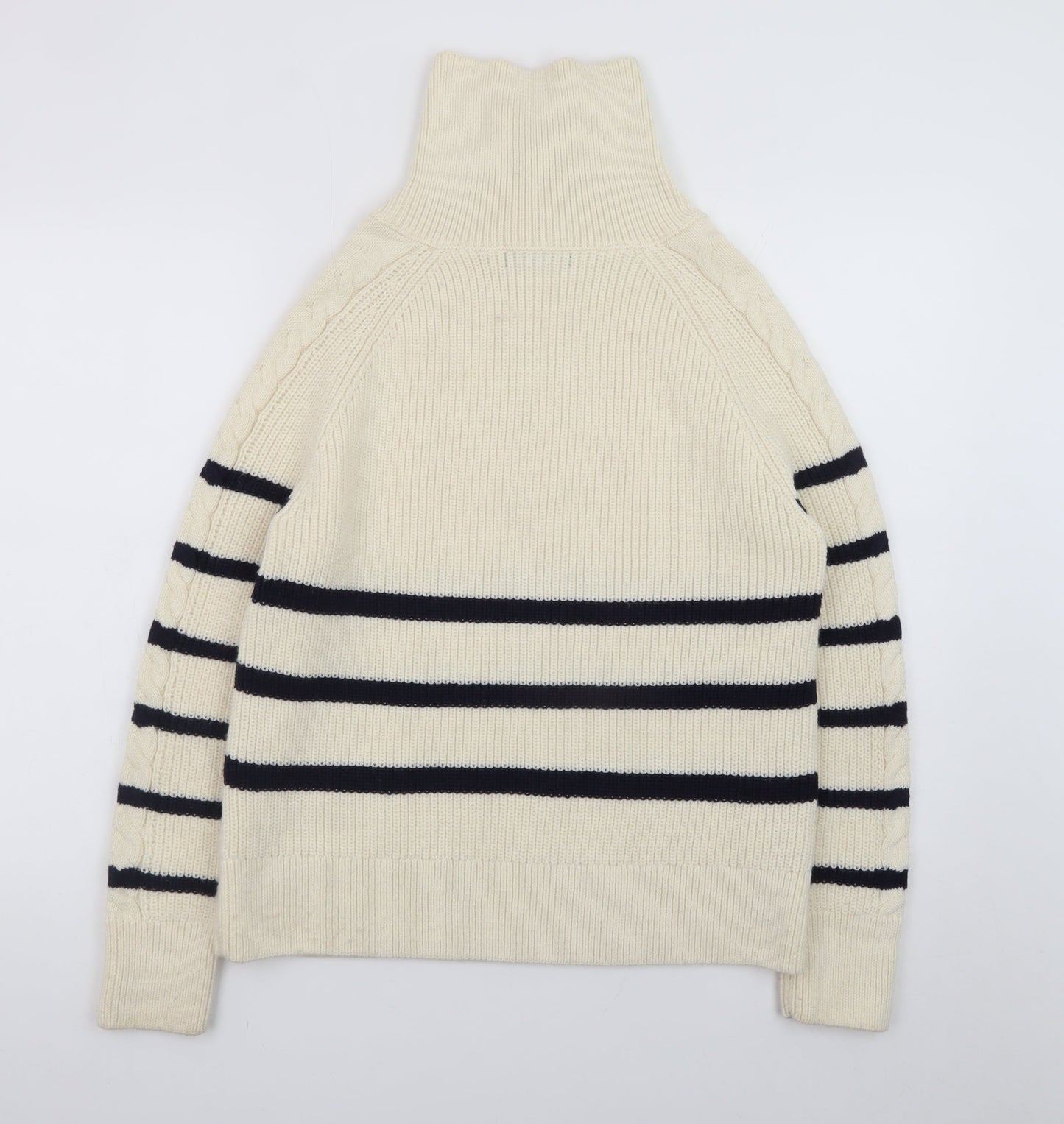 Dunnes Stores Womens Ivory Cable Knit Half Zip Jumper Size 14