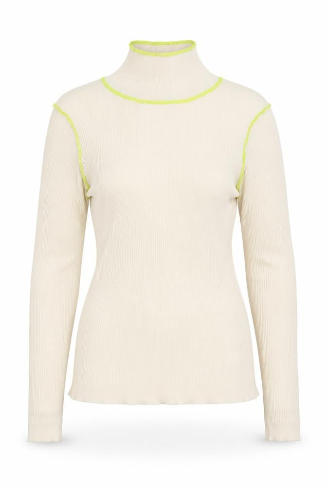 Topshop Women’s Ivory Ribbed Roll Neck Knit Top M Long Sleeve