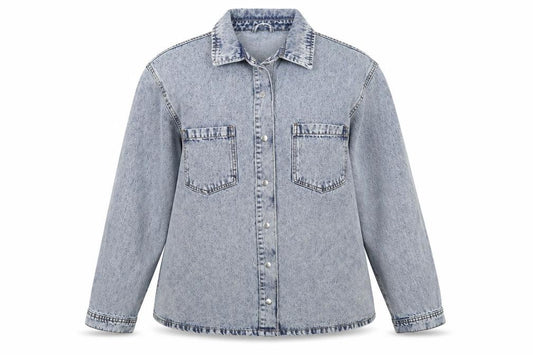 Boohoo Women Blue Denim Oversized Button-Up Jacket UK 16 Casual Style