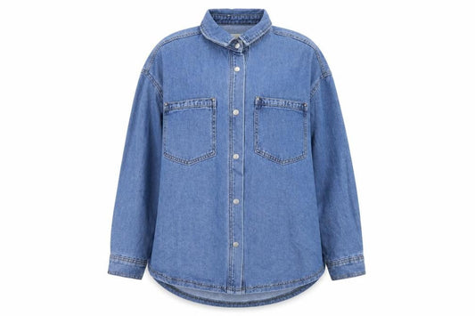 Front view of JD Williams Women Blue Denim Cotton Relaxed Fit Jacket, size 18