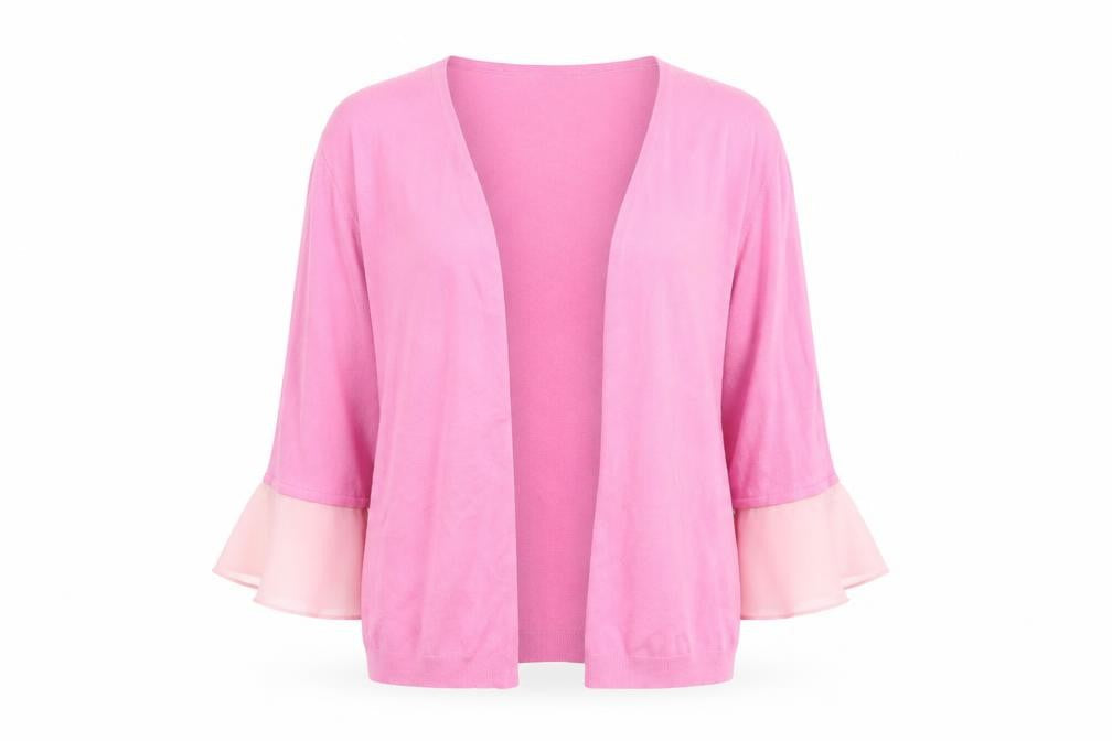Dunnes Women’s Pink Flared Sleeve Open Knit Cardigan Size 12