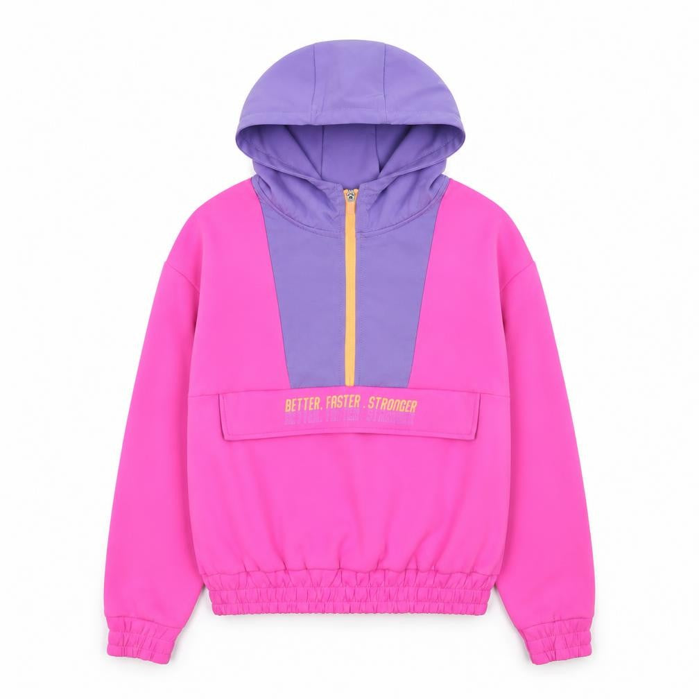 Dunnes Womens Pink Purple 1/2 Zip Colourblock Hoodie Size XS