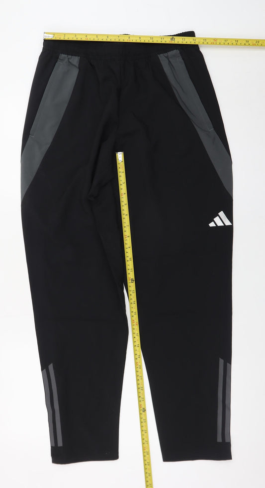 Adidas Womens Black Jogger Trousers M Regular Fit Reflective Sportswear