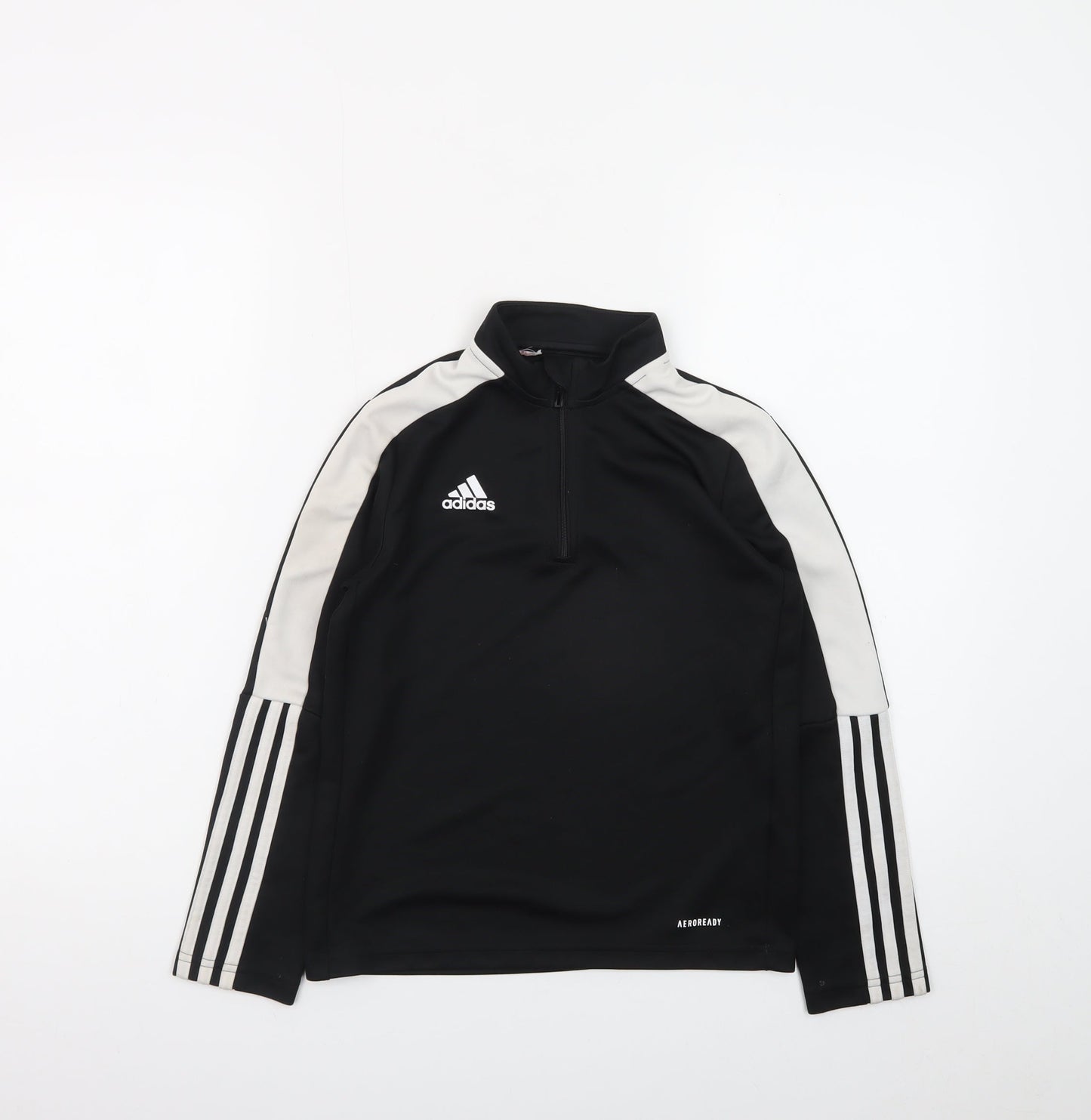 Adidas Girls Black 9-10 Years 1/4 Zip Sports Sweatshirt
