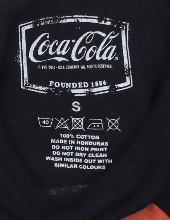Coca-Cola Womens Black Small Christmas Graphic T-Shirt 100% Cotton