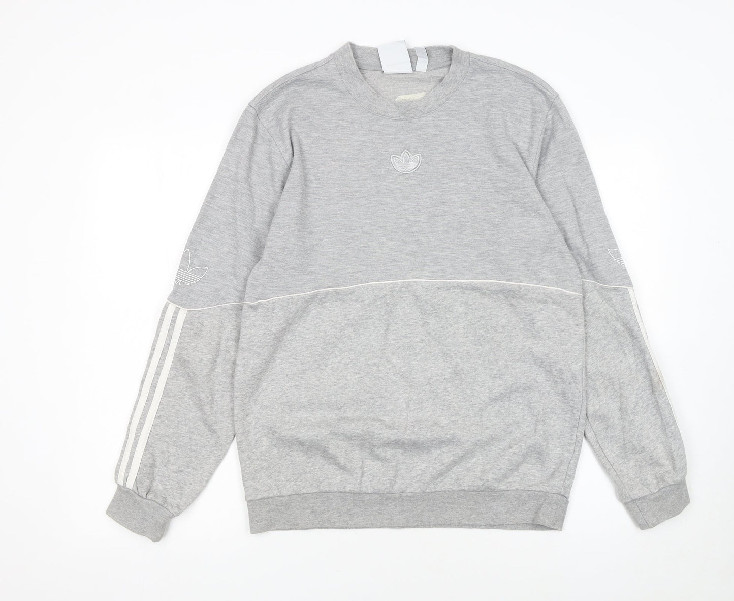 Adidas Men’s Grey Small Crew Neck Pullover Sweatshirt
