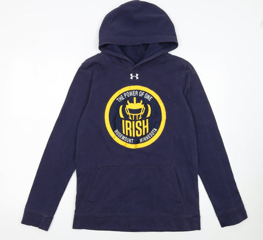 Under Armour Boys Navy Hoodie YXL ColdGear Loose Fit Pullover Sweatshirt