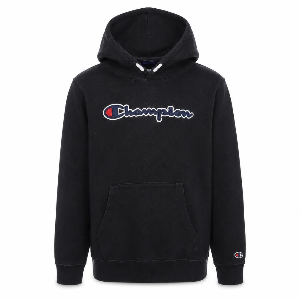 Champion Boys Black Pullover Fleece Hoodie 13-14 Years Logo Embroidered