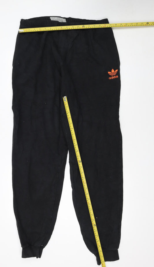 Adidas Mens Black Jogger Sweatpants L Regular Fit Elastic Waist