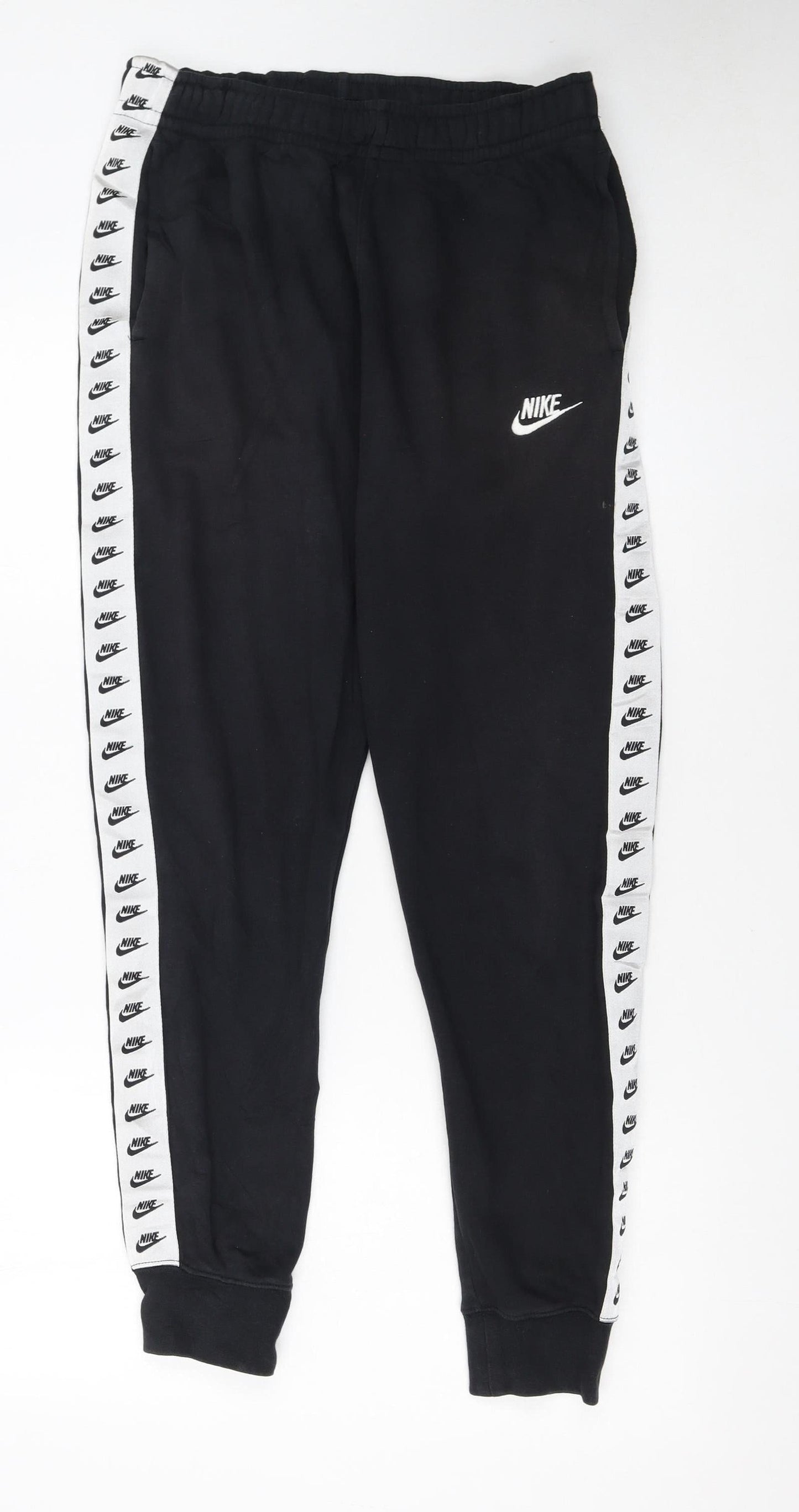 Nike Men's Black Jogger Sweatpants S Tapered Fit Logo Trim