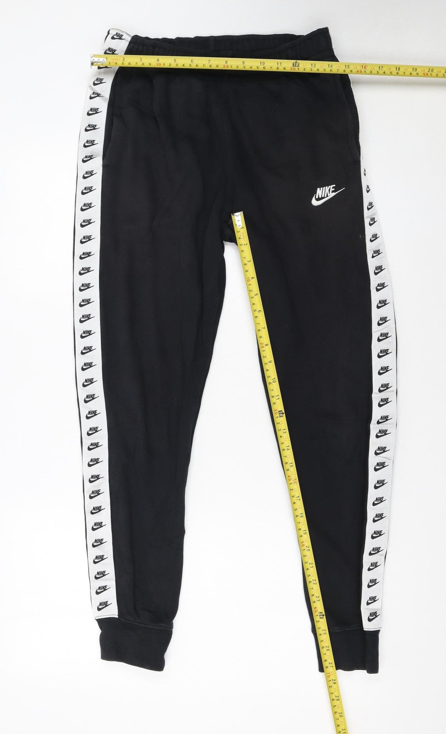 Nike Men's Black Jogger Sweatpants S Tapered Fit Logo Trim