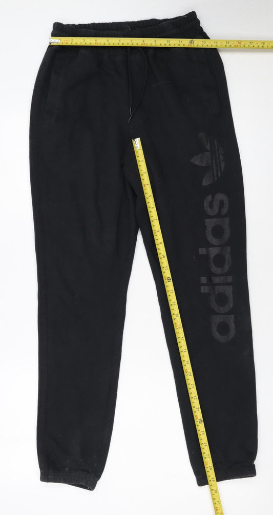 Adidas Womens Black Jogger Sweatpants S Tapered Fit Elastic Waist