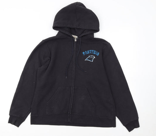 NFL For Her Panthers Black Full Zip Hoodie Women M Cotton Blend