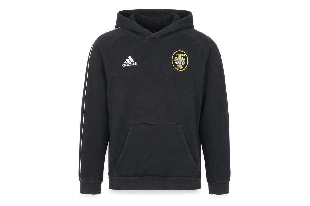 Adidas Men's Black Small Pullover Hoodie with Logo and Tiger Patch