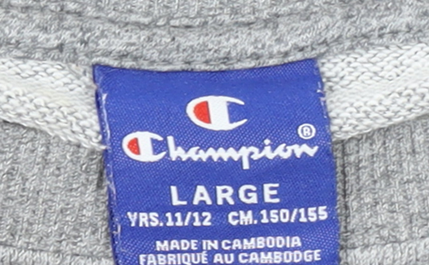Champion Girls Grey Large 11-12 Years Pullover Crew Neck Sweatshirt