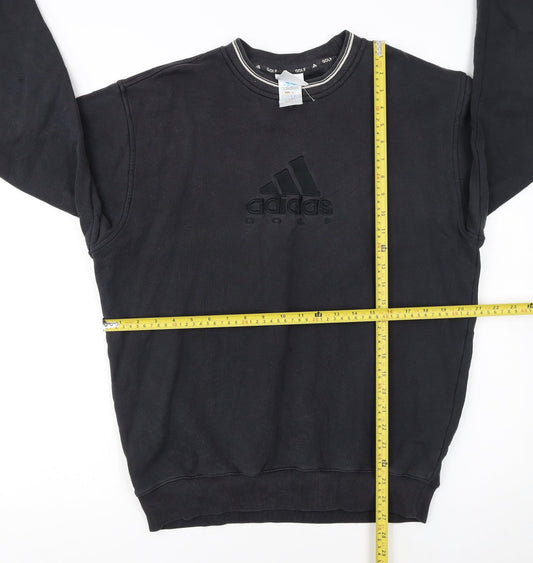 adidas Boys Black Golf Pullover Sweatshirt Size L Crew Neck Embroidered Logo