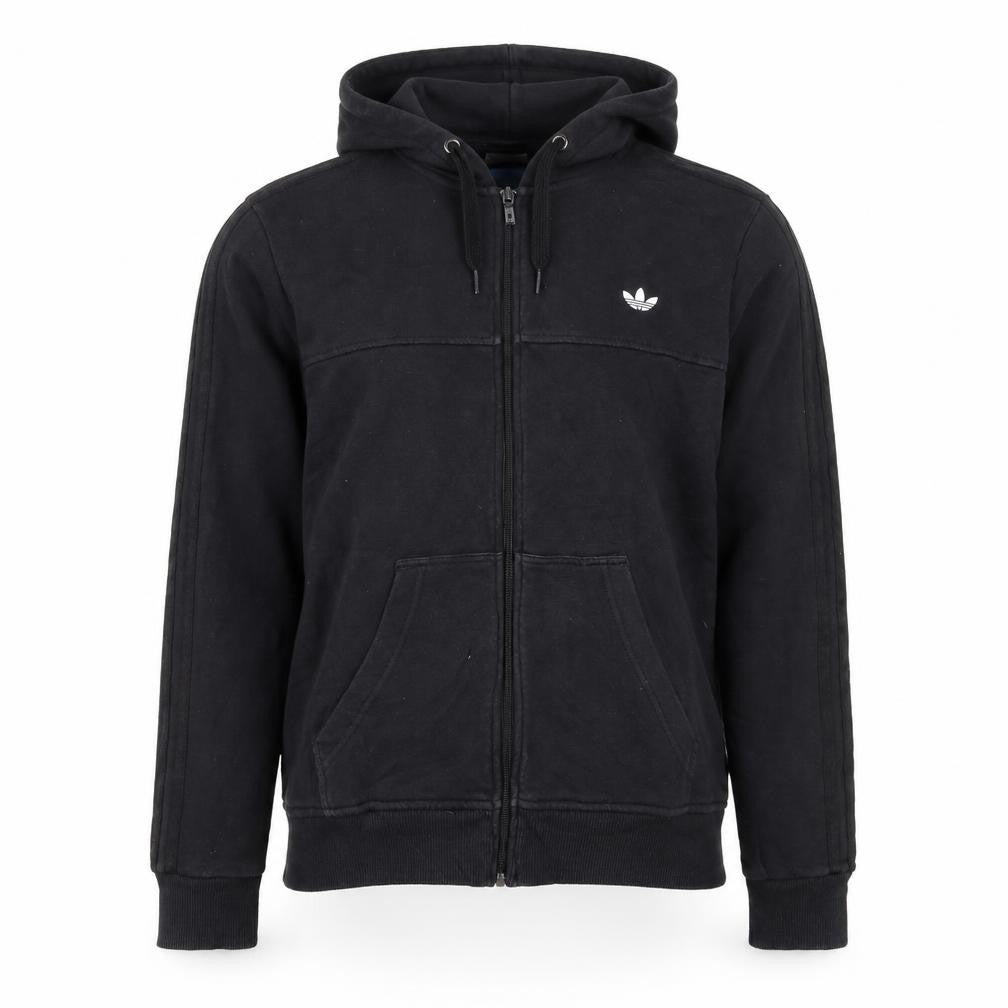 Front view of Adidas Men's Black Full Zip Hoodie Small Sportswear Fleece Jacket