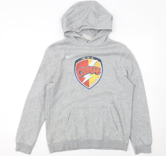 Nike Boys Grey Chargers Soccer Club Pullover Hoodie XL Fleece Sweatshirt