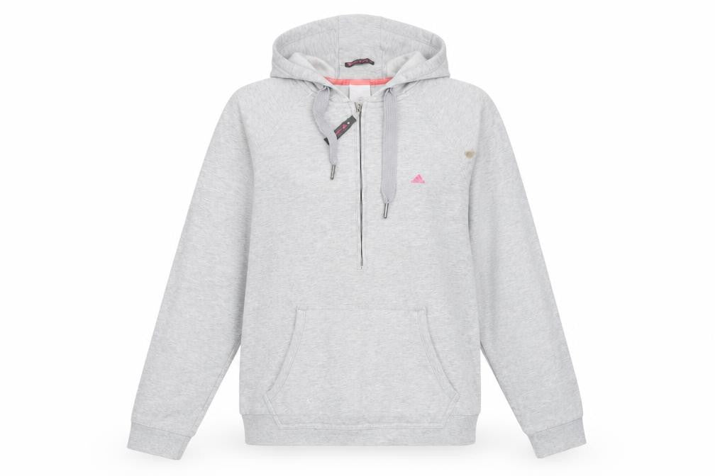 Adidas Women's Grey 1/4 Zip Hoodie Size 14 Cotton Blend