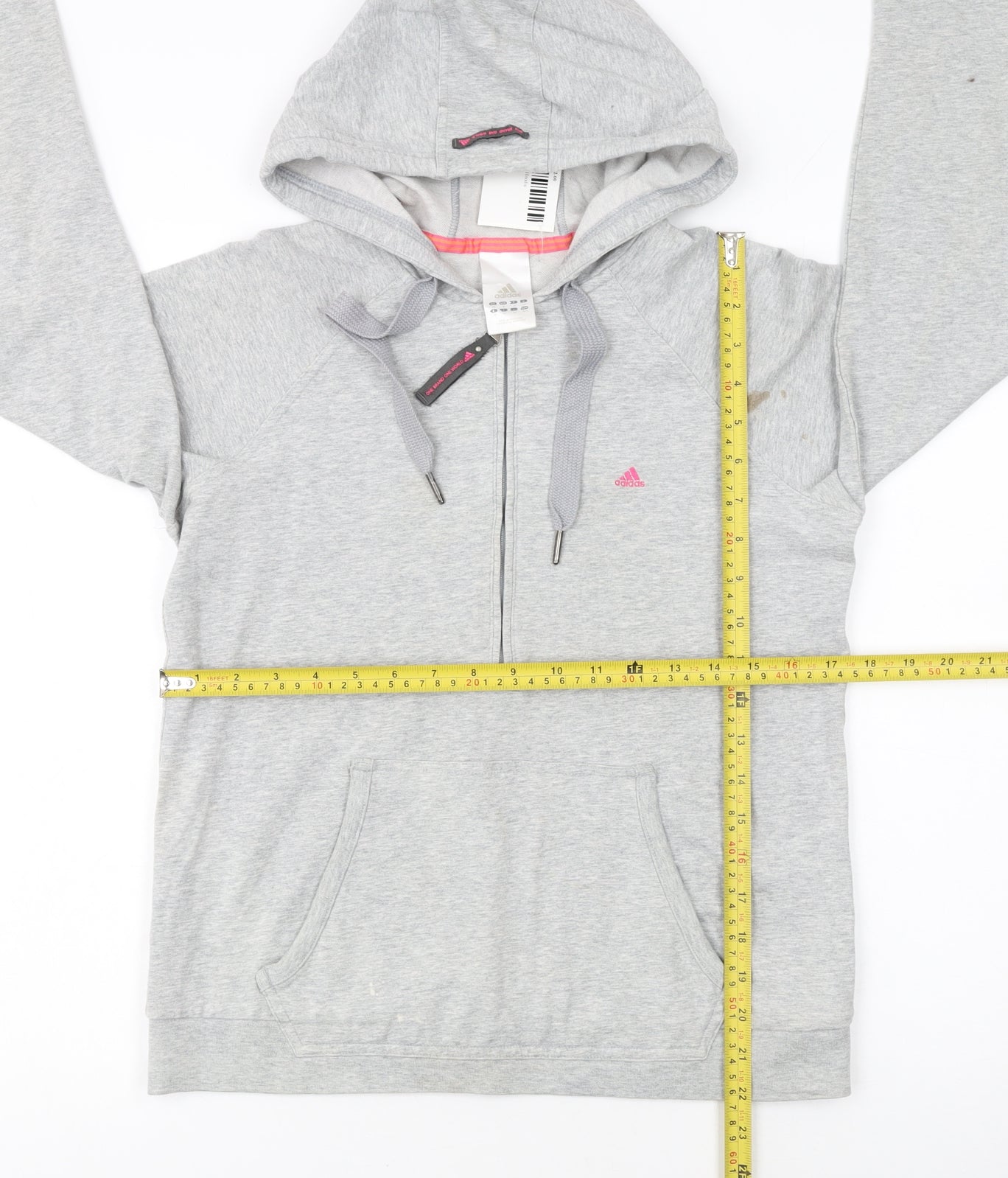 Adidas Women's Grey 1/4 Zip Hoodie Size 14 Cotton Blend