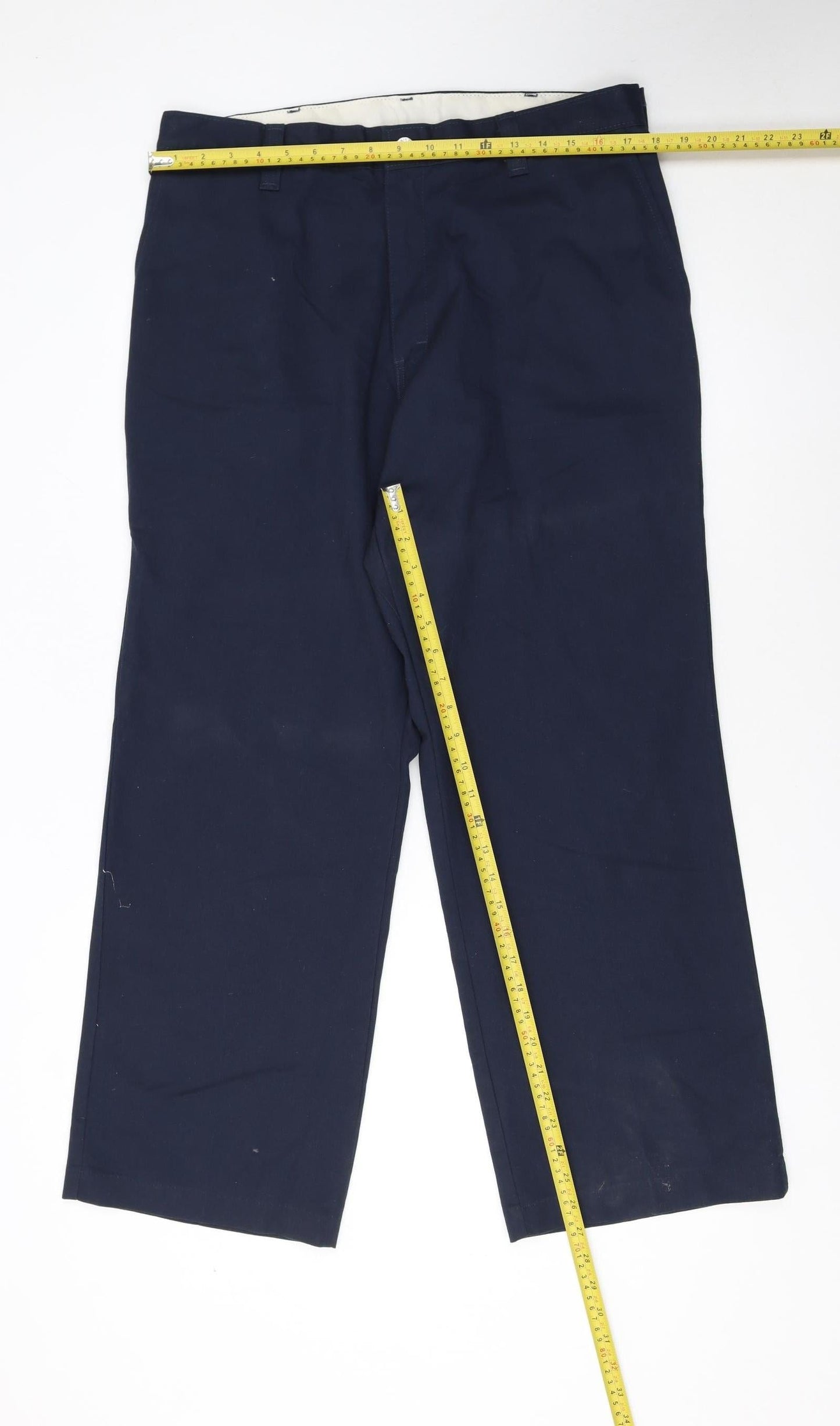 Dickies Men Blue 36x30 Regular Fit Work Chino Trousers