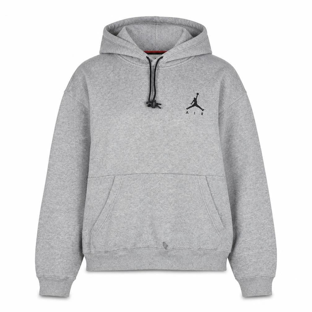 Front view of Jordan Women’s Grey Pullover Hoodie L Standard Fit Logo Detail