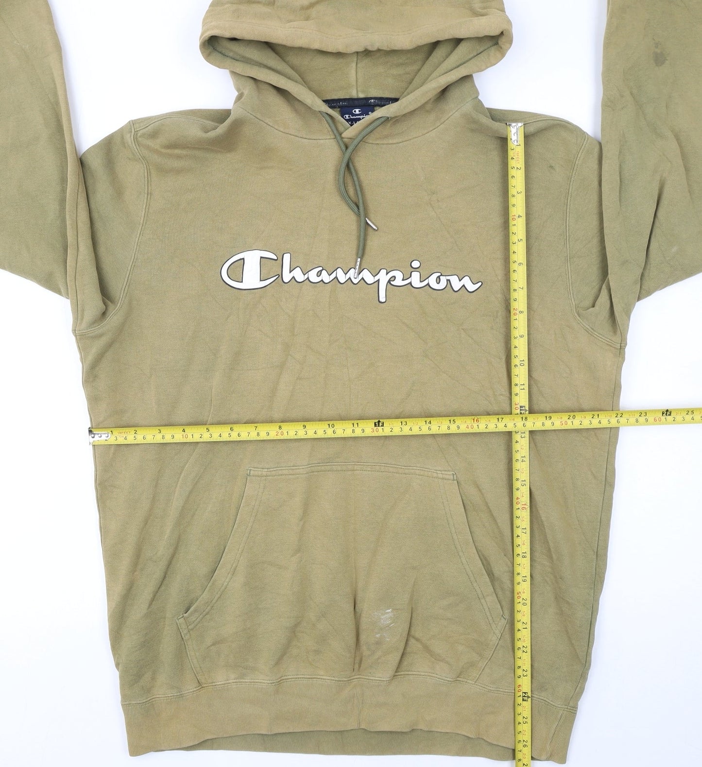 Champion Men's Green XL Pullover Hoodie with Logo Print