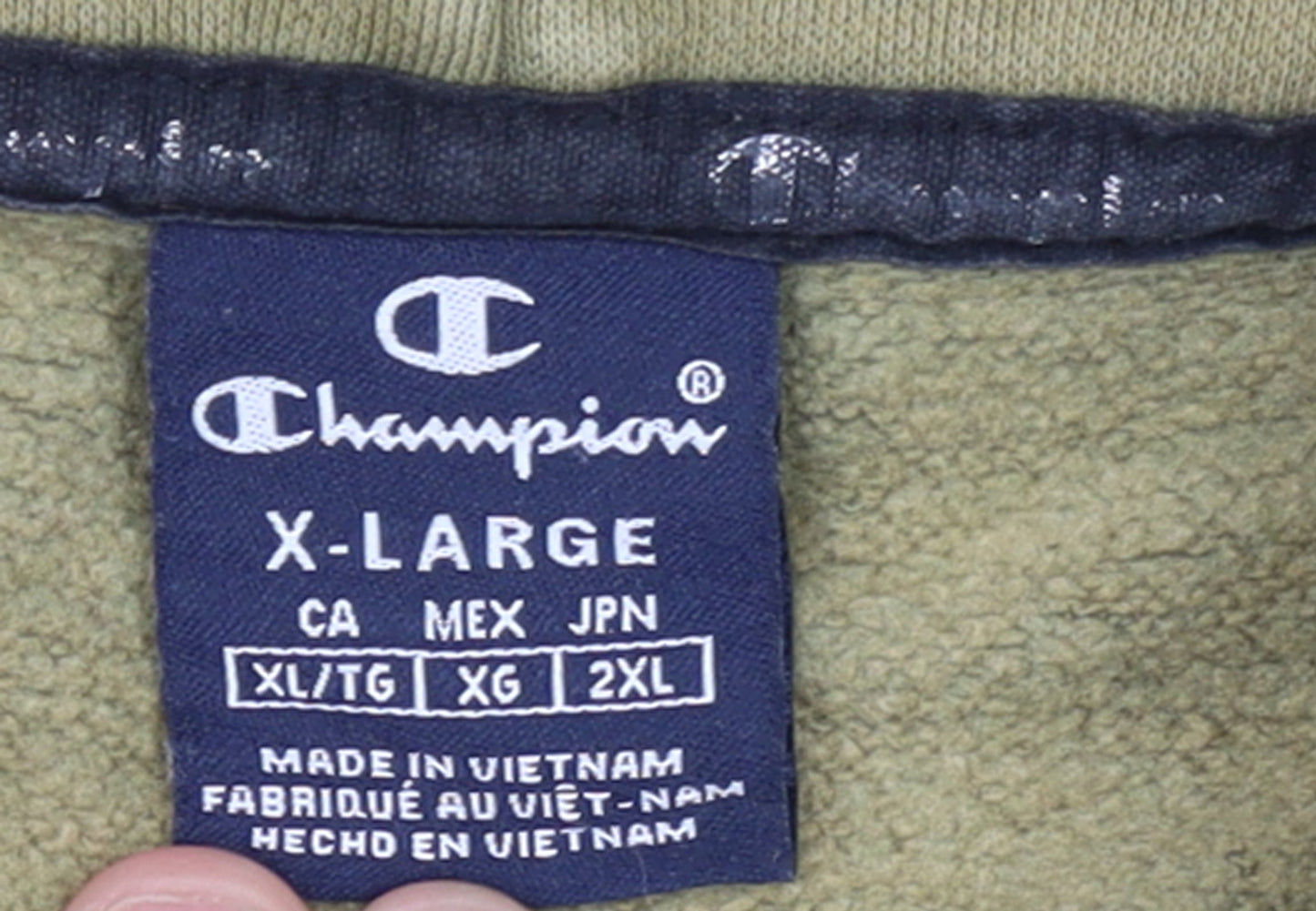 Champion Men's Green XL Pullover Hoodie with Logo Print