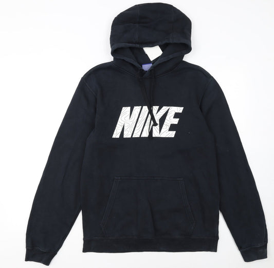 Nike Women's Black Small Pullover Hoodie with Logo Print