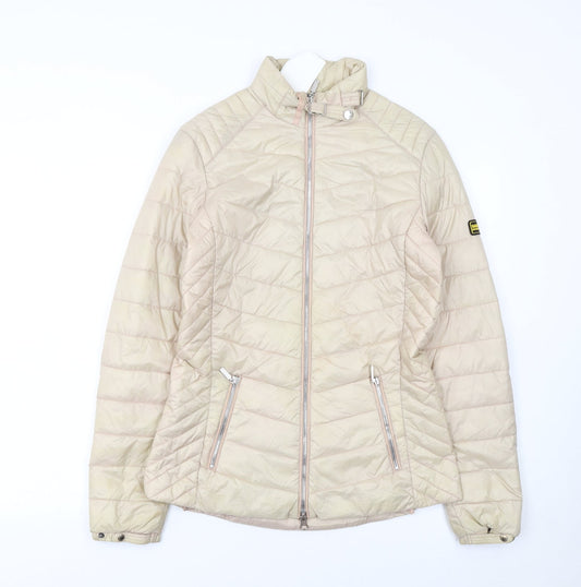 Barbour International Womens Beige Quilted Puffer Jacket UK 8